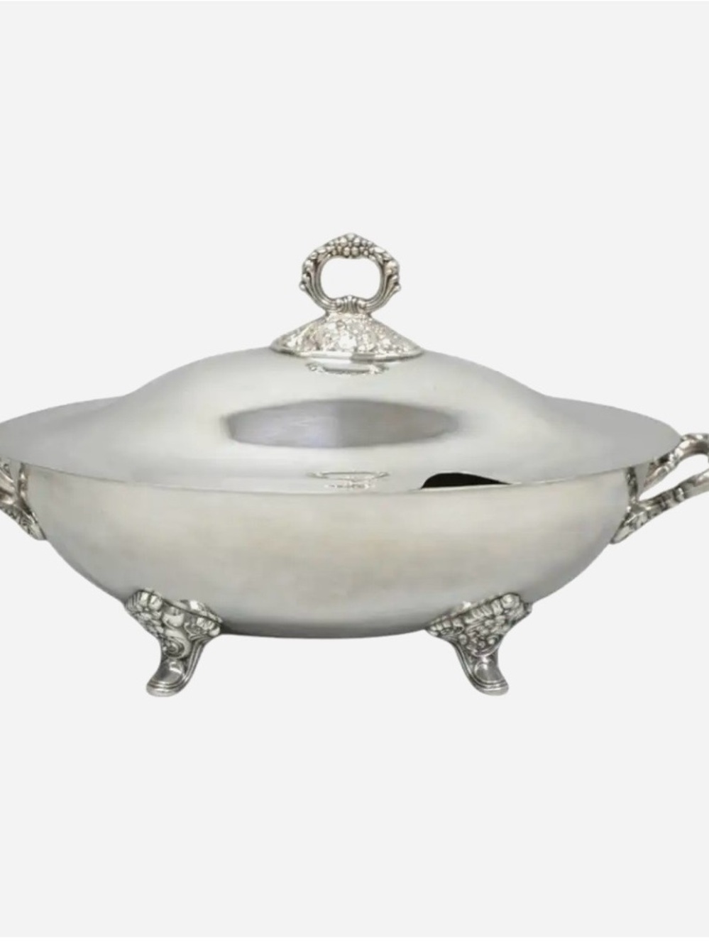Vintage E.P.C.A Lancaster by Poole Large Oval Silver Plated Covered Soup Turee